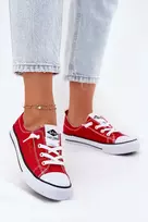 Raudoni aukštos kokybės medžiaginiai Lee Cooper bateliai