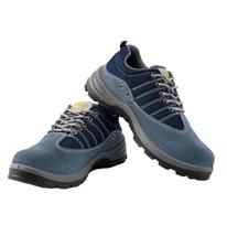 Anti-Smash, Puncture-Resistant, Oil & Acid-Resistant Breathable Leather Safety Shoes Blue, Size 42