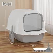 Extra Large Anti-Splash Enclosed Cat Litter Box with Handle - Odor-Proof Kitten Toilet Includes Scoop + Deodorizing Pack