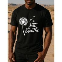 European Size Just Breathe Healing Dandelion Men's Printed Short-sleeved Shirt, Simple Knitted Pure Polyester T-shirt, Regular Sweat-absorbing S įvairiaspalvis