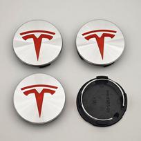 100pcs 56mm Red Silver Tesla Wheel Center Cap Logo Badge for Tesla Original Hub Caps Model3 Model Y Model S X Auto Accessories