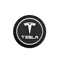 1/2pcs Silicone Car Coaster Water Cup Slot Non-Slip Mat PVC Pads For Tesla Model 3 Model S X Model Y Roadster SpaceX Cybertruck