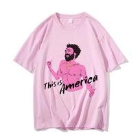 Featuring Childish Gambino Graphic Printing Hip Hop Tshirts Funny Cotton Loose Tees Shirts Street Oversized T-Shirts Man Women S įvairiaspalvis
