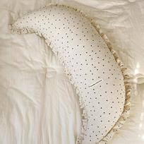 80cm Korean Flounces Crescent Pillow Large Moon-shaped Body Pillow Woman Floral Cotton Linen Fluffy Bedroom Sleeping Pillow Girl 25x80cm