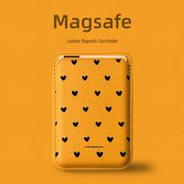 Little Heart MAGsafe Leather Magnetic Card Holder Phone Case for Apple Single Card Holder