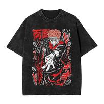 Washed T Shirt RyoUnisex Sukuna JJK Anime Hip Hop Vintage TShirts Harajuku JJujutsu KKaisen Streetwear Printed Tees Unisex Women S
