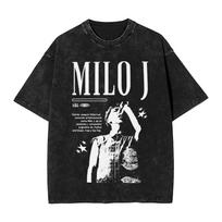Harajuku Washed Shirt Milo J Rapper Logo Outfit Novelty TShirts Oversize  Streetwear Cotton Printed Tees S