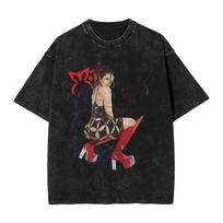 LUX Rosalia Spain singer Concert Washed T Shirts Streetwear Hip Hop Cool TShirt  Tees Tops Unisex Women Short Sleeve Streetwear S