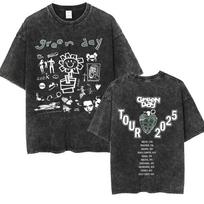 Washed Vintage Punk Band Green Day T Shirts Unisex Women Hip Hop Gothic Rock Oversized T Shirt Unisexs High Quality Cotton Tshirts S