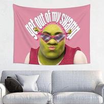 Funny Shrek pink tapestry 75x100 juoda