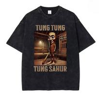 Casual Loose Fashion Funny Round Neck Tung Sahur Graphic Printed TShirt Unisex Summer Short Sleeve Tops Clothing S