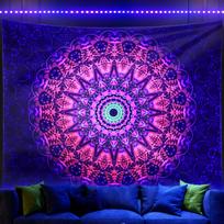 Addwel Tapestry Dark Night Mandala Boho Glow 75x100 juoda