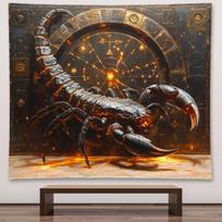 Vintage wall tapestry with the Scorpio zodiac sign 75x100 juoda