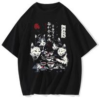 Cartoon Cat Graphic Men Tshirt Casual Baggy Short Sleeve Tshirt Japanese Style Oversized T Shirt Mens Clothing S