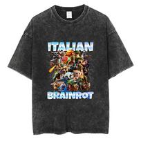 Funny Italian Brainrot Six Seven  Number Washed Tshirt Bruh Steal A Bratnrot T Shirts Mens Womens Casual Oversized Tshirt S