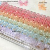 Original Height Gradient Amber Rainbow Keycaps - Little Bee Frosted Crystal for Mechanical Switches