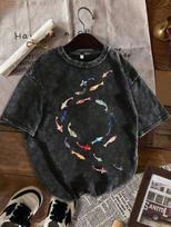 Buff Mona Lisa Muscle Meme Distressed Oversized Graphic Tee Mens Short Sleeve Pure Cotton TShirt Loose Art Parody Gym Pullover S