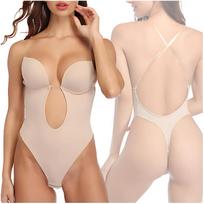 Women's Bodysuit Shaping Bra Panties Thong For Backless Dress S