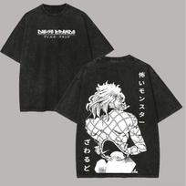 Manga JoJo's Bizarre Adventure Dio-Brando T Shirt Anime Washed T-shirt Summer Casual Loose Cotton Tees Tops Men Unisex Clothing S