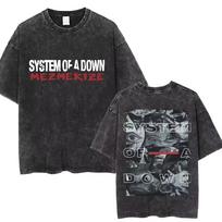 Vintage Washed System of A Down Toxicity  Mezmerize Print Oversized TShirt Retro Rock Band Aesthetic Tees S