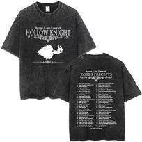 Game Hollow Knight Vintage Washed T Shirt Men Otaku Lover Clothing Casual Oversized Short Sleeve Cosplay Harajuku Tshirt Tops S