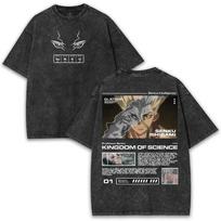 New Ishigami Senku Graphic Tshirt Dr Stone Anime Vintage Washed Oversized T Shirt Men Women Clothing Cotton Short Sleeve Tees S