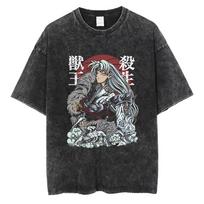 Manga JoJos Bizarre Adventure T Shirt Harajuku Yk Washed Tshirt Summer Short Sleeve  Cotton Soft Tees Tops Men Clothing L