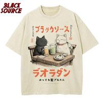 Cat Cartoon Graphic Men Tshirt Casual Baggy Short Sleeve Tshirt Japanese Style Oversized T Shirt Mens Clothing P S
