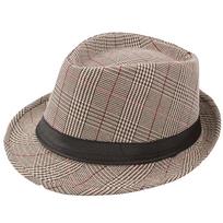 Stylish Classic Plaid Fedora Hat for Men and Women Perfect for Casual, Formal, and Outdoor Occasions chaki