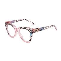 Candy Colored Metal Teeth Blue Light Blocking Age-Related Vision Loss Glasses Stylish Spliced Leopard Print Print Cat-Eye Frames Age-Related Vision 4.0