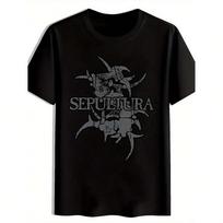 [Metalinis Sepultura marškinėlis] Juodas Sepultura sunkaus metalo grupės grafinis marškinėlis | Vyriškas kaukolės ir skeleto S įvairiaspalvis