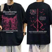 Game Bloodborne Horror Fear The Old Blood May The Hunt Never End Graphic T-shirt Men Women Casual Retro Oversized Unisex TShirts S įvairiaspalvis