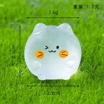 Glow Cat Miniature Figurine – Resin DIY Terrarium Accessory, Cute Night Light Animal Statue for Garden Home Decor tamsiai pilka spalva