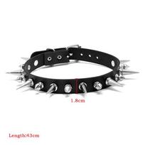 VP 1pc new Long Spike Choker Punk Faux Leather Collar  Goth Style Necklace Accessories