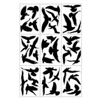 9 vnt. lango lipdukas Lengvai priklijuojami daugkartiniai paukščių apsaugos lipdukai Išskirtinis paukščių saugos lipdukas namams juoda