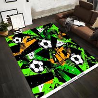 Abstract Soccer Ball Pattern Carpet with Green, Orange, Black Design Suitable for use as an anti-slip for living room bedroom sofas 40x60cm( 15x23in )