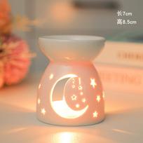 Ceramic Essential Oil Burner Hollow Design Aromatherapy Diffuser Home Decorative Craft with Star and Moon Pattern for Relaxation and Fragrance One Size balta