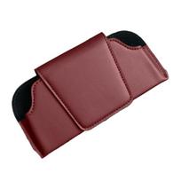 PU Leather Auto Sun Visor Glasses Holder Sunglasses Storage Clip  Car Interior Accessories raudona