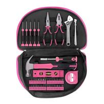 Set de herramientas domésticas 63 piezas kit de reparación rosa para mujer con destornilladores