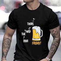 Beer Friday Print T-shirts for Men Summer Short Sleeves Casual Tshirt Funny Beer T-shirts Fashion Men Clothing Beer Lover Gifts S įvairiaspalvis