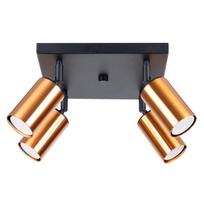 Spot Sufitowy Czarny Kwadratowy Poczwórny Miedziane Klosze 4Xgu10 10W Winx Sl.1378 Sollux Lighting
