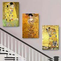 3 vnt. Gustavo Klimto paveikslo „Bučinys“ dekoratyvinių drobių, didelės raiškos meninė mikro purškimo kopija, moderniam svetainei, (as the picture,20x30cm No Frame)