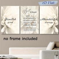 3 dalių rinkinys Halal kalbos be rėmo drobės dekoratyvinių paveikslų, baltos gėlės, islamo namų dekoras, modernus minimalistinis religi (as the picture,20x30cm-3pcs)