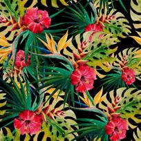 Lauko dekoratyviniai audiniai Oxford - Raštas: Tropinės gėlės ir lapai