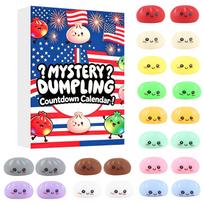Mystery Dumpling Countdown Calendar 24 Pcs Blind Box Set Stress Relief Fidget Toy Collection for Kids and Adults Gift Idea One Size