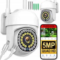 Bezprzewodowa Obrotowa Kamera Wifi 5Mpx Quadhq Do Monitoringu Zewnętrzna Sd