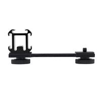 3 In 1 Triple Hot Shoe Mount Adapter Extension Bracket Holder Microphone Stand OneSize