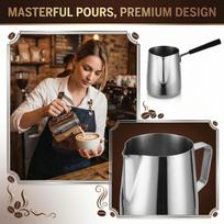 Stainless Steel Long Handle Latte Art Pitcher Thickened Coffee Frothing Jug Milk Steaming Cup Barista Tool for Home and Professional Use One Size sidabras