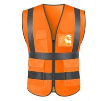Atspindinti saugos liemenė moterims, vyrams, didelio matomumo, su kišenėmis, užtrauktuku priekyje, atitinka ANSI/ISEA standartus M oranžinė