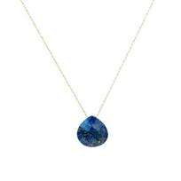 Stainless Steel Waterdrop Pendant Necklace Minimalist Light Luxury Stone Necklace Colorful Choker Collarbone Chain Party mėlyna